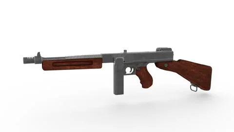 Thompson submachine gun with white background Stock Illustration