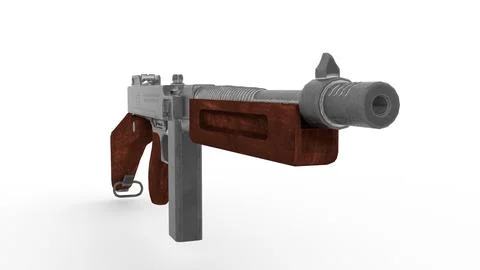 Thompson submachine gun with white background Stock Illustration