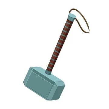 Thor hammer mjellnir mythical weapon of thunder god thor wielding. Stock Illustration