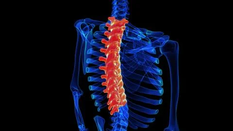 Thoracic vertebrae anatomy 3D rendering for medical concept Stock Illustration