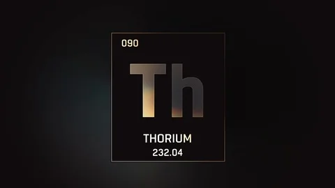 Thorium as Element 90 of the Periodic Table 3D illustration on grey background Stock Footage 120732582