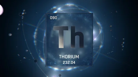 Thorium as Element 90 of the Periodic Table 3D illustration on blue background Stock Footage 120734402