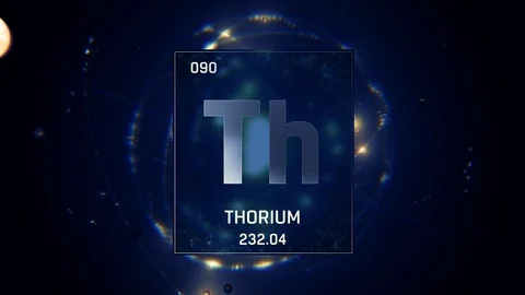 Thorium as Element 90 of the Periodic Table 3D animation on blue background Stock Footage 120752547