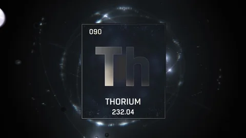 Thorium as Element 90 of the Periodic Table 3D illustration on silver background Stock Footage 120752679