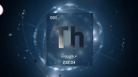 Thorium as Element 90 of the Periodic Table 3D illustration on blue background Vídeo Stock 128778960