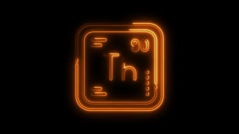 Thorium element sign glowing orange neon light on black background chemical.. Stock Footage 308458663