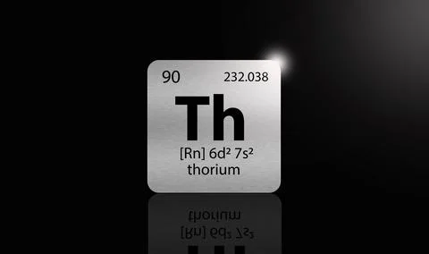 Thorium elements on a metal periodic table on dark background. Icon illustr.. 스톡 일러스트