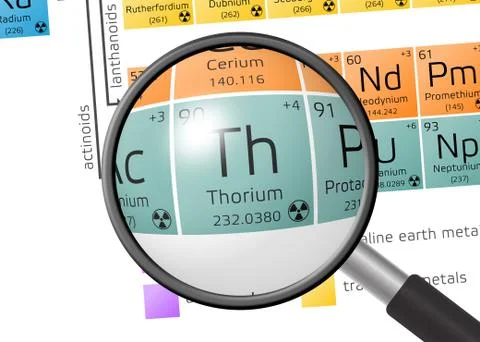 Thorium from Periodic Table of the Elements with magnifying glass 스톡 일러스트