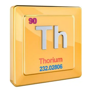 Thorium Th, chemical element sign with number 90 in periodic table. 3D rend.. Stock Illustration
