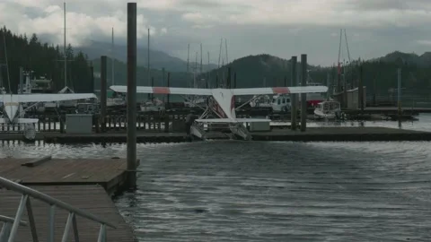 Thorne Bay Float Plane prepping for take off in Alaska Stock Footage 195019642