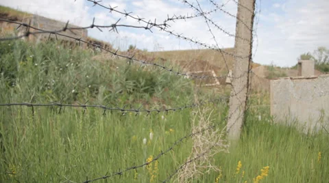 The thorny hedge of rocket base Stock Footage 34494265
