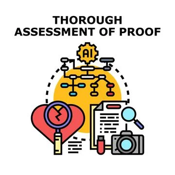 Thorough assessment of proof examining evidence and data analysis Stock Illustration