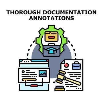 Thorough documentation annotations process legal review Stock Illustration