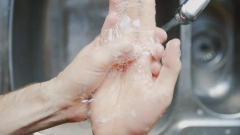 Thorough hand wash with soap Stock Footage 128959799