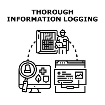 Thorough information logging and data analysis concept Stock Illustration