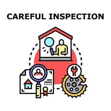 Thorough inspection process assessing property and technical systems Stock Illustration