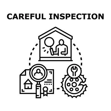 Thorough inspection process assessing property and technical systems Stock Illustration