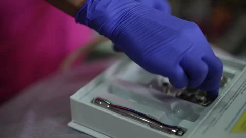 Thorough quality control of surgical instrument assembly process Stock Footage 326064737