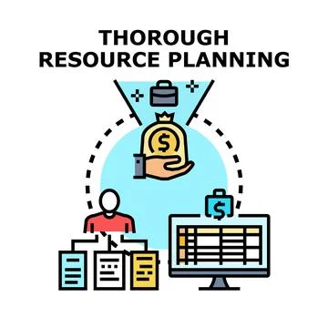 Thorough resource planning optimizing business financial management Stock Illustration