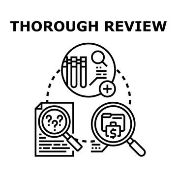 Thorough review process icon identifying data and analyzing documents Ilustración de archivo