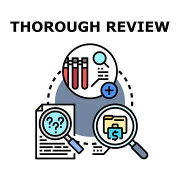 Thorough review process icon identifying data and analyzing documents Stockillustratie