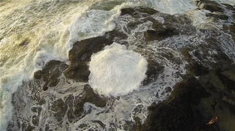 Thor's Well Static Aerial Stock Footage 44093654
