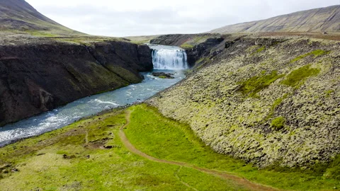 Thorufoss waterfall area in Iceland Stock Footage 248447048