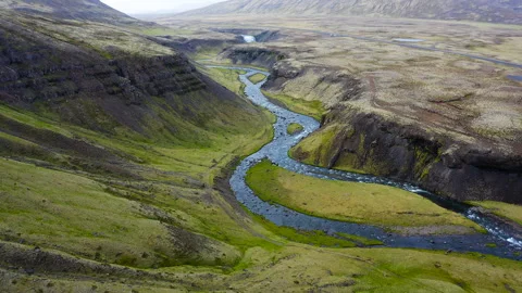 Thorufoss waterfall area in Iceland Stock Footage 282516483