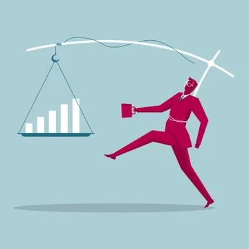 Those who catch up with the chart. Isolated on blue background. Stock Illustration