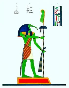 Thoth illustration from Pantheon Egyptien by Leon Jean Joseph Dubois Stock Illustration