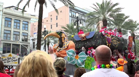 Thoth Rolls Out the Red Carpet float during Mardi Gras Stock Footage 36425610