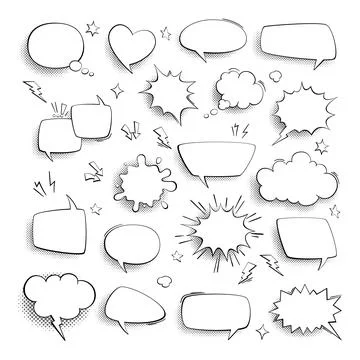 Thought bubble. Comic cartoon empty talk and speech balloons or clouds for fun Ilustración de archivo