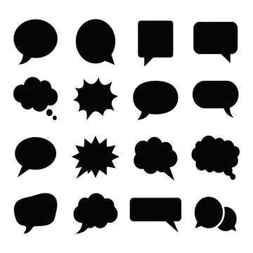 Thought bubble dialogue silhouette vector illustration on white background Stock Illustration