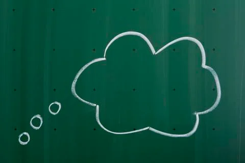 Thought bubble drawn with chalk on a blackboard Germany Europe Stock Photos