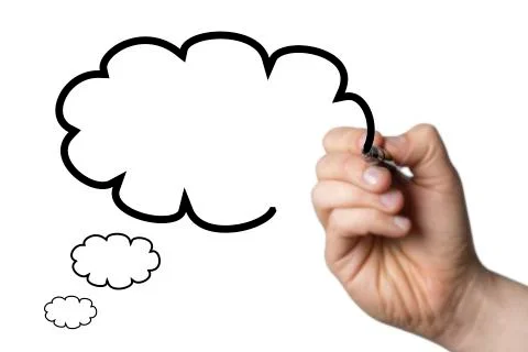 Thought bubble drawn by a hand Stock Photos