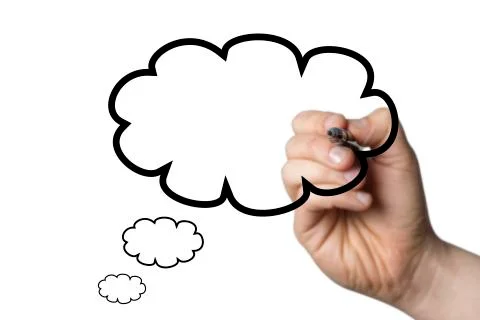 Thought bubble drawn by a hand Stock Photos