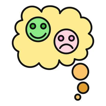 Thought bubble with happy and sad facial expressions Stock Illustration