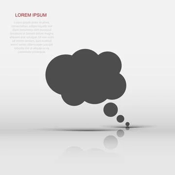 Thought bubble icon in flat style. Think sign illustration pictogram. Cloud.. Stock Illustration