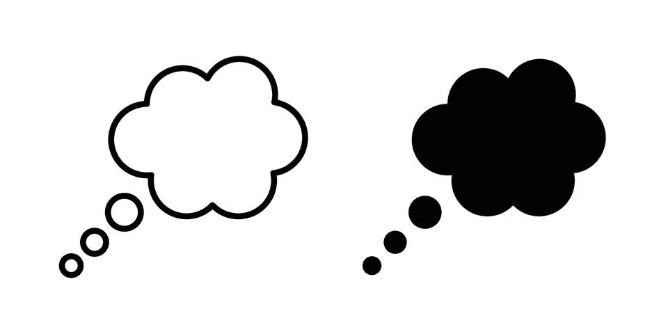 Thought bubble icon pack with silhouette and stroke web icons Illustrazione stock