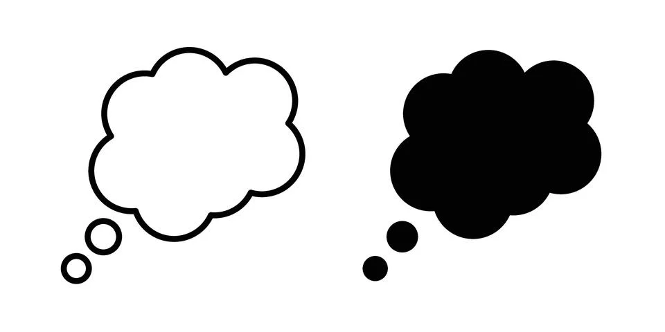 Thought bubble icon silhouette vector set. thin line pack Illustrazione stock
