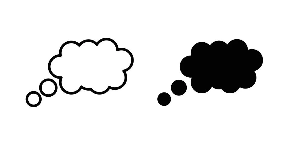 Thought bubble icon symbol. Flat and Stroke Vector illustration Illustrazione stock
