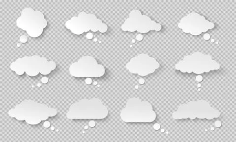 Thought bubble. Think cloud with shadow. White speech bubbles. Stock Illustration