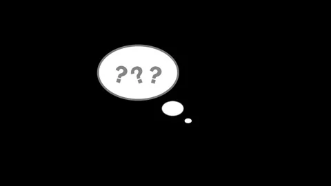 Thought bubbles with question marks on a black background Stock Footage 339783663