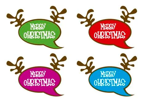 Thought bubbles with reindeer horns isolated, white background. vector Illustrazione stock