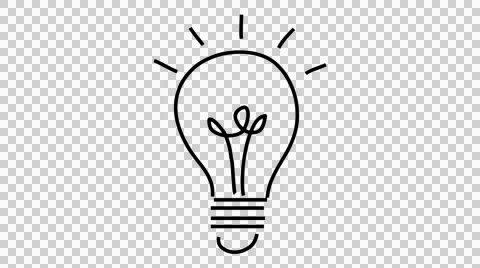 Thought bulb idea line drawing illustration animation with transparent backgroun Stock Footage 43686665
