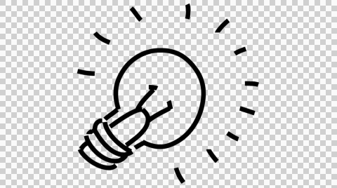 Thought bulb light animation illustration line drawing transparent background Stock Footage 42810367