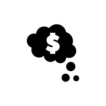 Thought Cloud with Dollar, Sky Money. Flat Vector Icon illustration. Simple b Illustrazione stock