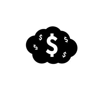 Thought Cloud with Dollar, Sky Money Solid Flat Vector Icon Isolated on Whi.. Stock Illustration