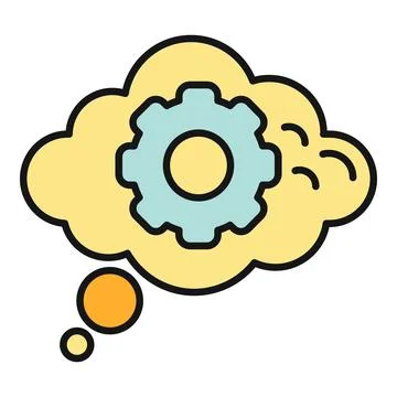 Thought cloud with gear representing thinking process Stock Illustration