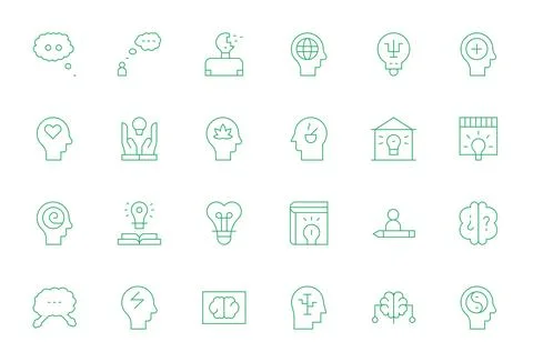 Thought Exclusive Vector Set featuring 24 Thin Line Grid Fitted High Resolu.. Stock Illustration